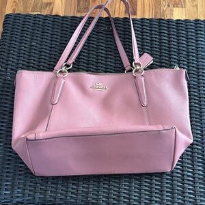 Coach Dusty Rose Leather Tote with Gold Hardware